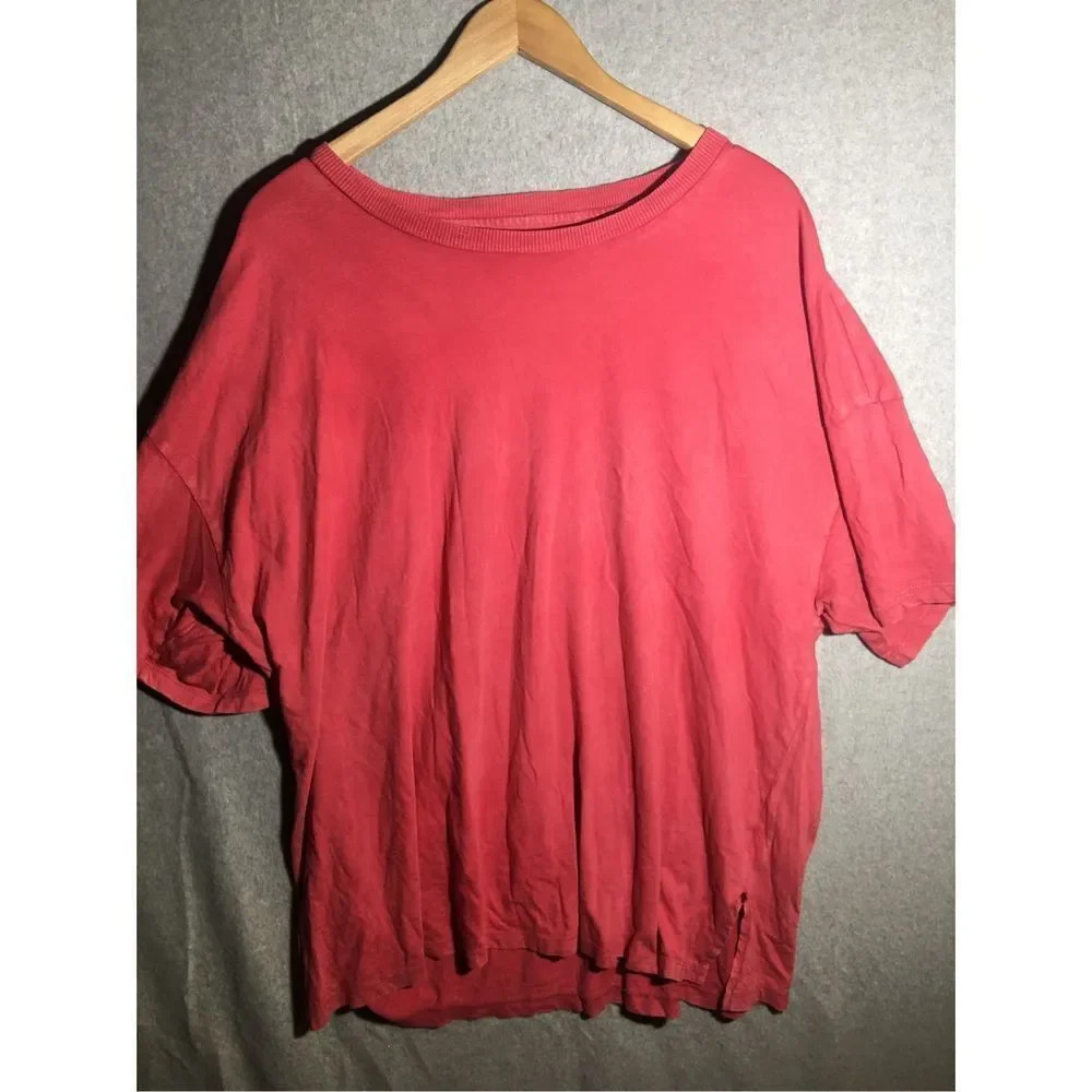 Mens American Eagle Shirt Red Acid Wash Basic Classic Cotton Oversized